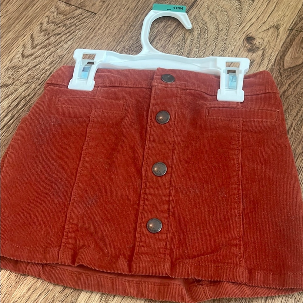 Rust Corduroy Button Skirt